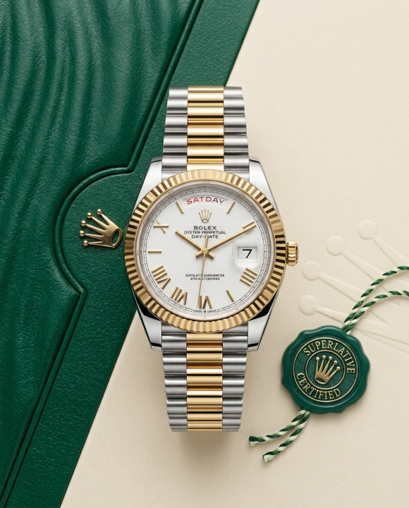 Rolee_x Oyster Perpetual Day Date 40 Battery 2Ton-Gold-White
