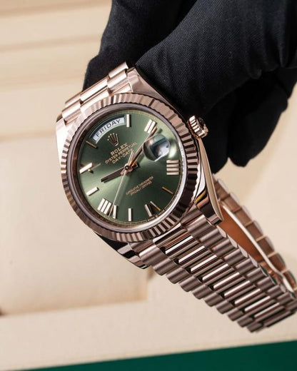 Rolee_x Oyster Perpetual Day Date 40 Battery Copper Green