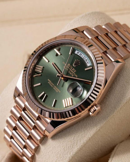 Rolee_x Oyster Perpetual Day Date 40 Battery Copper Green