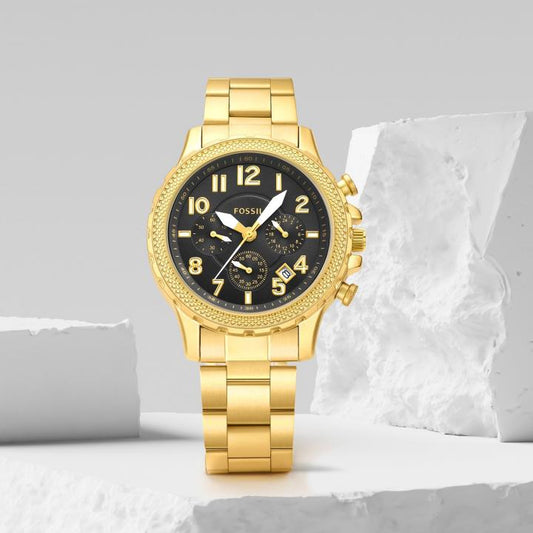 Fossi_l Bowman Chronograph Gold-Black