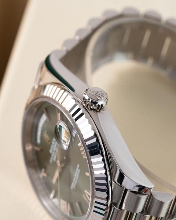 Rolee_x Oyster Perpetual Day Date 40 Battery Silver-Green