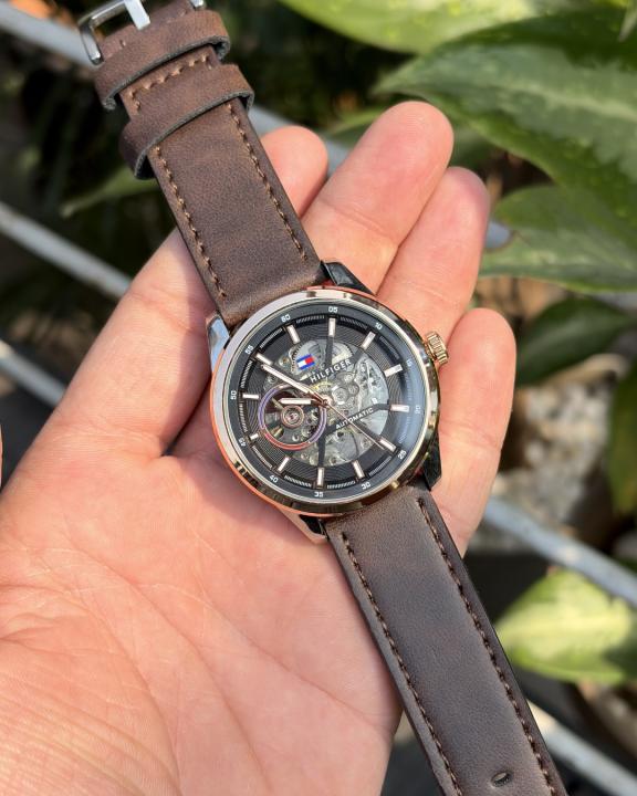 Tommy Hilfige_r Automatic Leather DarkBrown-Copper-Black
