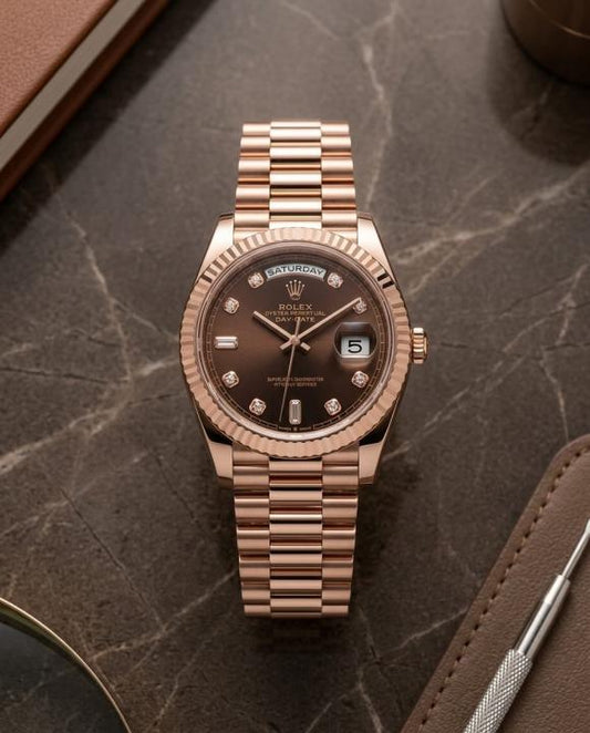 Role_x Oyster Perpetual Day Date Diamond Cooper-Brown 40 Battery