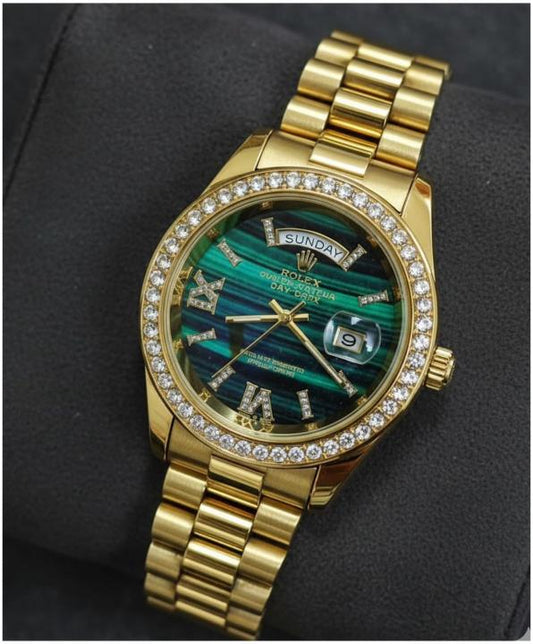 Role_x Oyster Perpetual Day Date Diamond Gold-Green