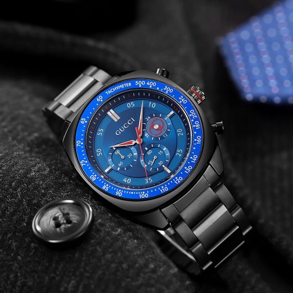 Gucc_i chronograph Silver-Blue